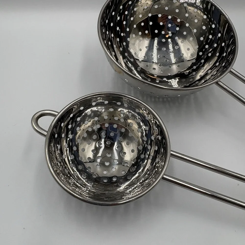 Vintage Stainless Steel Handheld Strainers Set Of 2 Soups Tea